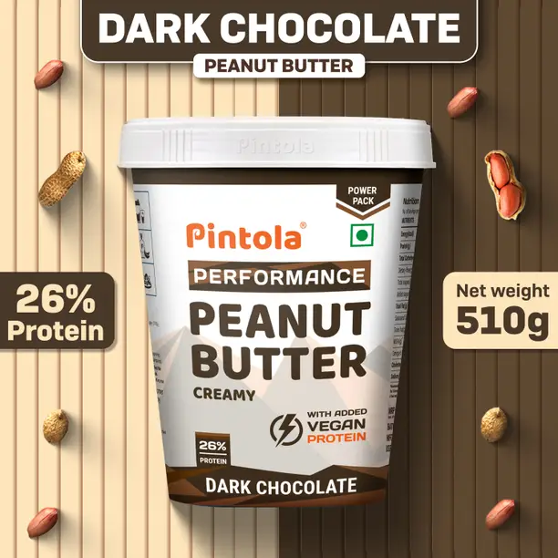 Pintola Dark Chocolate Peanut Butter (Creamy) | Vegan Protein  (510 g)