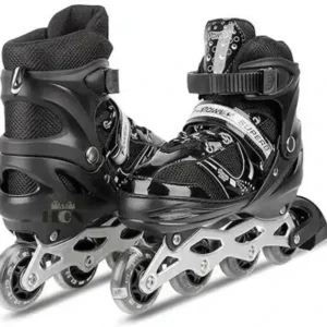 viel spiel High quality in-line have different size with PU LED wheel Shoe Skates - Size 6-9 UK  (Black)