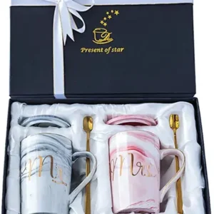 Anniversary Gifts Couple Cup Set Ceramic Coffee Mug  (380 ml, Pack of 2)