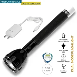 CRENTILA Rechargeable Long Range Led 2 in 1 Long Distance Torch
