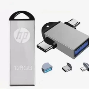 HP v220w 2IN OTG 128 GB Pen Drive Compatible with Laptop USB 2.0 Metal Case  (Silver)